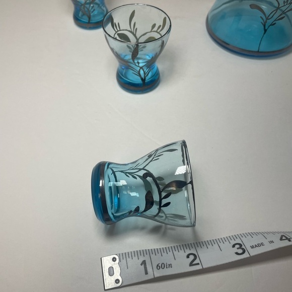 Vintage Art Deco Light Blue Decanter and 6 Cordial Glasses - Picture 7 of 13
